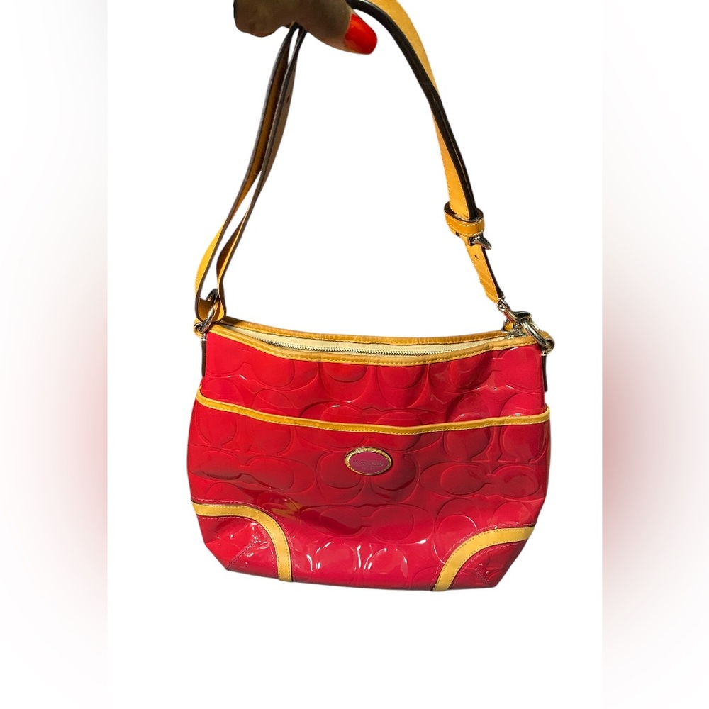 Coach Peyton Embossed Patent Leather Hobo Bag